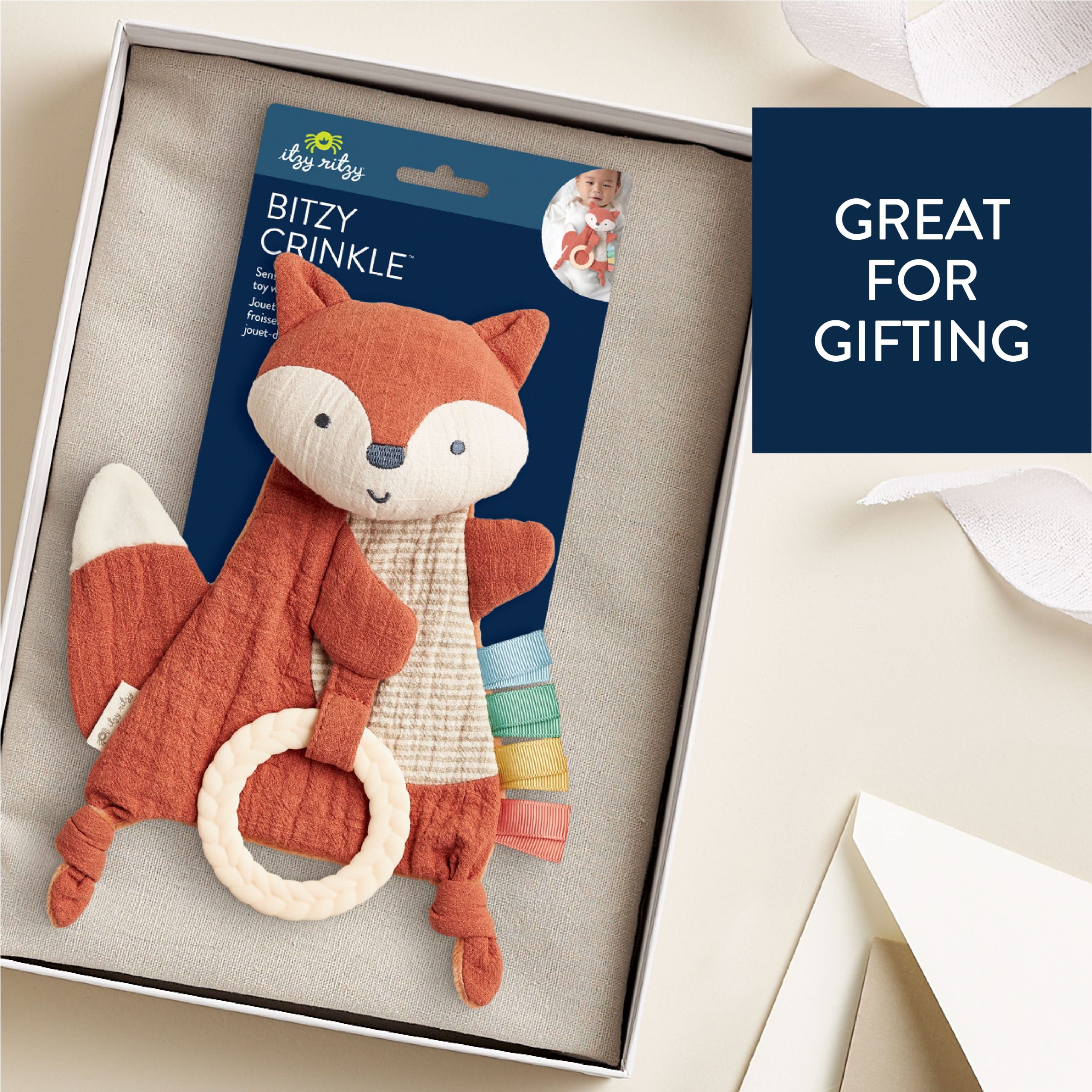 Bitzy Crinkle™ Sensory Crinkle Pal Fox - Image 6