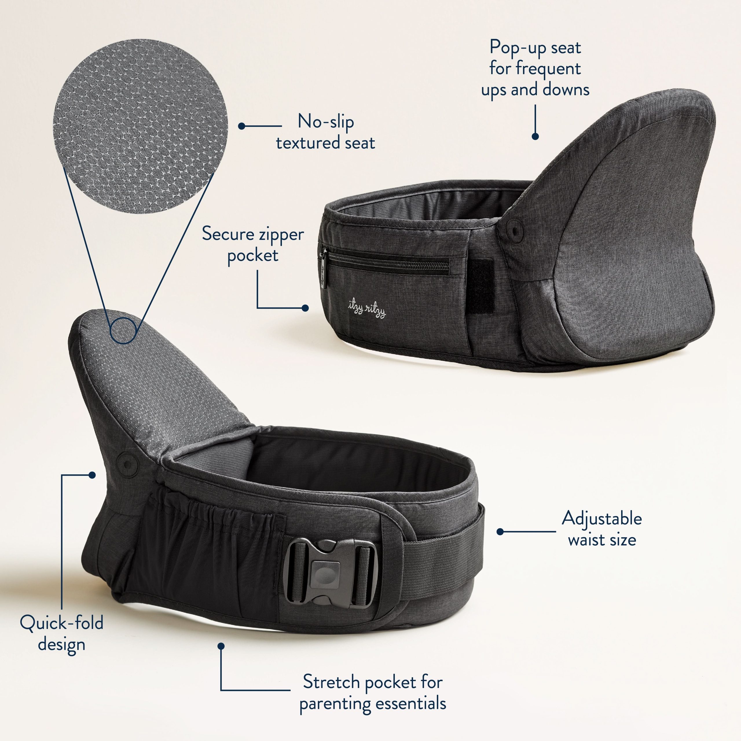 Itzy Hold & Fold™ Hip Seat Baby Carrier - Image 9